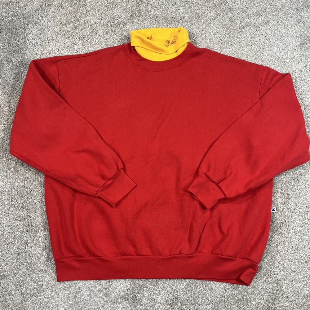 VTG Majestic‎ Sacramento Kings NBA Sweatshirt XXL Red Gold Turtleneck 90s USA